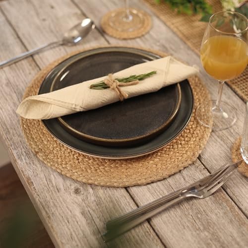 Eco Crave Natural Jute Placemats Set of 6, Round Woven Table Mats, 13 Inch Rattan Charger Plates for Dinner, Boho Farmhouse Braided Place Mats - Image 3