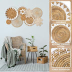 Xuhal 8 Pcs Boho Wall Basket Decor Decorative Bulrush Woven Basket Wall Decor Rustic Farmhouse Hanging Baskets for Kitchen Rustic Home Summer Decorations - Image 4