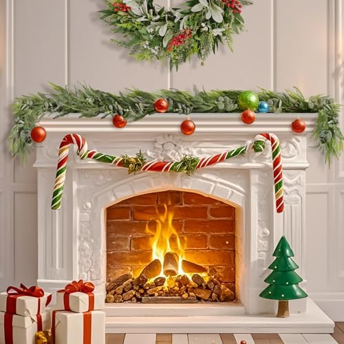 6ft Real Touch Norfolk Pine Christmas Garland with Eucalyptus - Image 3
