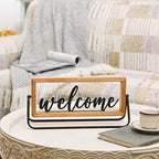 NIKKY HOME Wooden Welcome Sign, Rustic Table Signs Freestanding Word Sign - Image 3