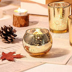 DEVI 48PCS Assorted Gold Votive Candle Holders Bluk, Gold Wedding Decorations, Mercury Glass Candle Holder for Tea Lights, Christmas Party Diwali Centerpieces for Table, Wedding Party Supplies - Image 2