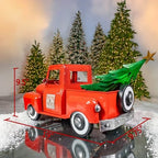Zaer Ltd. Metal 18.5" Long Multi-Seasonal Christmas and Harvest Pickup Truck with Metal Tree, Pumpkins, and Matching Side-Magnet Sets (Glossy Red) - Image 2
