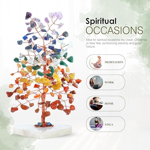 Crocon® Crystal Heart Base 7 Chakra Tree of Life, Birthday Gifts for Women - Image 6