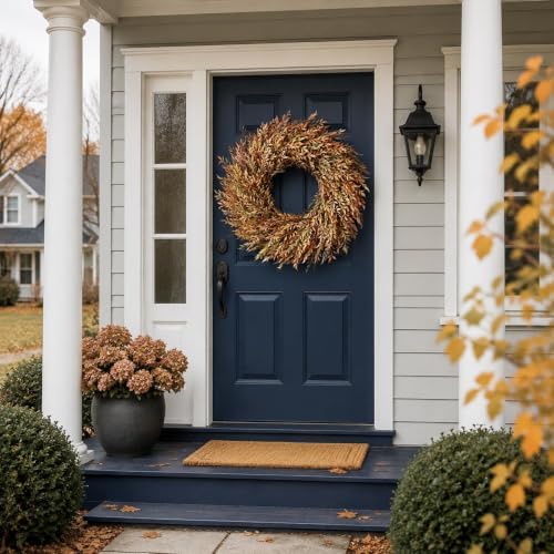26" Artificial Fall Nandina Wreath for Front Door Decoration (Orange-Green) - Image 3