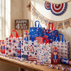 Wesnoy 48 Pcs 4th of July Patriotic Gift Bags Bulk with Handle Non Woven 250th Anniversary Goodie Bag Independence Day American Flag Memorial Day Tote Bag Holiday Party Favor, 11.4 x 10.6 x 4.7 Inch - Image 4