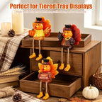 Thanksgiving Decorations Turkey Figurines Set of 3, with Dangling Legs - Image 4
