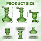 Mumufy 12-piece Green Glass Candle Holders with Flameless Taper Candles - Image 4