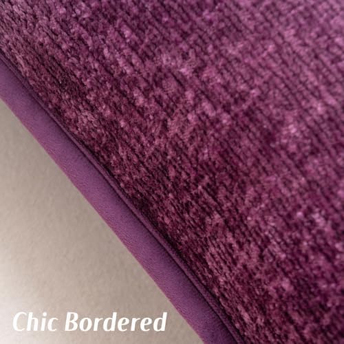 FUTEI Pack of 2 Chenille Soft Throw Pillow Covers 20x20 Inch, Purple - Image 3