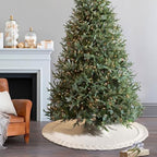 NIBESSER Knit Christmas Tree Skirt White 48" - Ivory Knitted Mat for Christmas Decorations, Yarn Thick Rustic Cable Knit Tree Skirt for Home Party Ornaments - Image 3