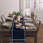 Smile Sunflower Dark Blue Table Runner, Burlap Table Runners 120 inches Long,Farmhouse Style Solid Color Table Runner for Wedding Holiday Party Dinner,Dresser Scarf Decor - Image 4