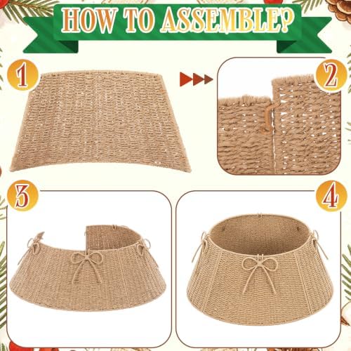 Foilswirl 28 Inch Christmas Tree Collar Wicker Tree Skirt Stand Base - Image 5
