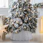 Poen Woven Rattan Christmas Tree Collar, White, 24 Inch - Image 5