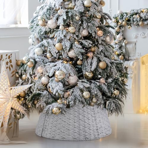 Poen Woven Rattan Christmas Tree Collar, White, 24 Inch - Image 5