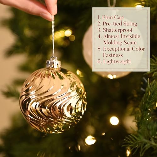 Valery Madelyn 100ct Christmas Tree Decorations Ball Ornament Set, White and Gold Shatterproof Hanging Ornaments Bulk for Xmas Holiday Party Decor - Image 5
