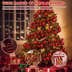 2 Pcs 9 ft Christmas Ball Ornament Garland, Red - Image 3