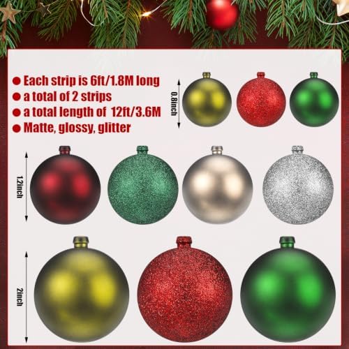 2 Pcs 6 ft Christmas Ball Ornament Garland, Retro - Image 2
