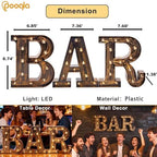 Pooqla BAR Sign for Home Bar Decor, Vintage LED Light Up Bar Sign - Image 4