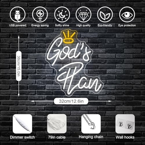 Horseneon Gods Plan Neon Sign Jesus White LED Sign for Bedroom Living Room - Image 6