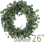 HomeKaren Eucalyptus Wreaths for Front Door 26", Handmade Green Leaves Wreath for Summer, Spring and All Seasons, Greenery Floral Wreath for Wall and Outside - Image 2