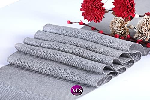 VDS Pack of 15, Burlap Table Runner 100% Natural Jute Rustic Hessian Table Cloth Centrepiece for Wedding Bridal Shower Birthday Event Party Banquet Table Decoration (Size 12X108 Inch)(Silver Grey) - Image 3