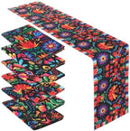 Breling 6 Pack Mexican Fiesta Table Runner 72x13 Inch, Black Base by Breling