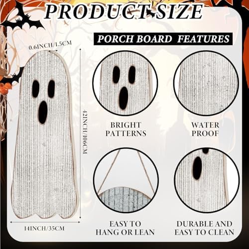 Halloween Front Porch Decor, Wooden Ghost Porch Sign,Spooky Ghost - Image 2