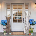 Weysat 2 Pcs 23.6/31.5" H Easter Bunny Welcome Porch Sign Wooden Bunny Standings Porch Decor Large Easter Outdoor Sign Farmhouse Rabbit for Yard Front Door Indoor Outdoor Kitchen Garden - Image 6