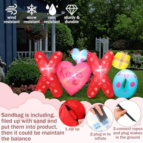 Syhood 7.5 ft Valentine's Day Inflatables Outdoor Decorations Heart Shaped Inflatable Conversation LED Lighted Blow up Ornament for Valentines Gift Wedding Home Yard Lawn Indoor Party - Image 4