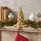 Gold Christmas Tree Stocking Holder for Mantel Set of 2 Christmas Gifts - Image 2