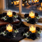 Yunlly 12 Pcs Rose Candle Rings with Candles Sets, Black - Image 6