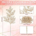 Cindeer 100 Pcs Christmas Tree Picks Sprays Glitter 10.2 in,Champagne Gold - Image 2