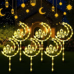 Aurelema 6 Pack Ramadan Mubarak Outdoor Decoration Lights Eid Outside Patio Pathway Landscape Lights Yard Stake Driveway Lawn Walkway Decoration Star Moon for Eid Mubarak Ramadan Party Favors Gifts by Aurelema