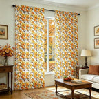 youleyar Fall Curtains for Living Room, 96 Inch Length Rod Pocket Printed Pattern Fall Curtian Panels, Autumn Orange Floral Window Drapes for Bedroom Dining Room Drapes, 52" W x 96" L - Image 2
