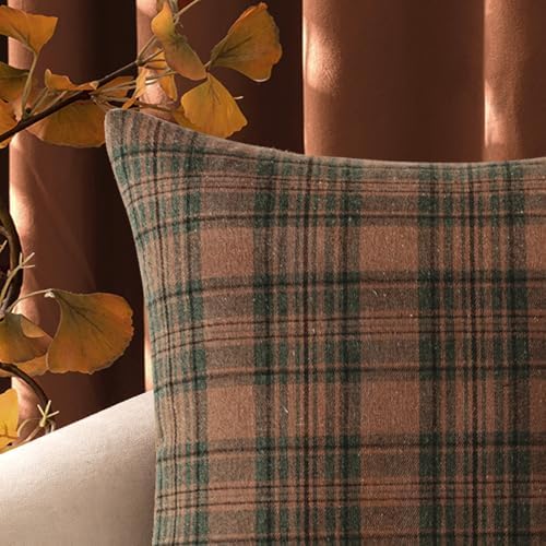 MIULEE Fall Plaid Pillow Covers Scottish Tartan 24x24 Terracotta Brown - Image 2