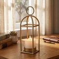 12.3" Outdoor Decorative Lanterns, Metal Candle Lanterns, Farmhouse Lantern Decor, Antique Gold Iron Lantern Candle Holders for Fireplace Mantel, Table Centerpiece,Home Decor by SHOHAYTO