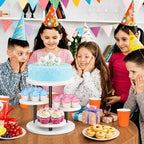 ELITEROO 4 Tiered Wooden Cupcake Stand, Round cake and cupcake stand combo with serving Tray, 360°Rotating Dessert Tower for Pie Table Display Rack for Wedding Birthday Baby Shower Tea Party, White - Image 4