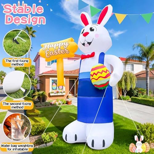12FT Easter Bunny Inflatable with LED Lights, Outdoor Yard Decoration - Image 5