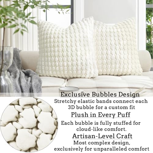 Velvet Throw Pillow Covers 18x18 Set of 2 Cream Cushion Case - Image 4