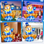 6FT Hanukkah Inflatable Gentleman Bear, Menorah & Bible Outdoor Decorations - Image 3