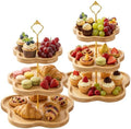 DUJUST Wooden Cupcake Stand, Flower-Shaped Design, Tiered Tray, 2 Pcs by DUJUST