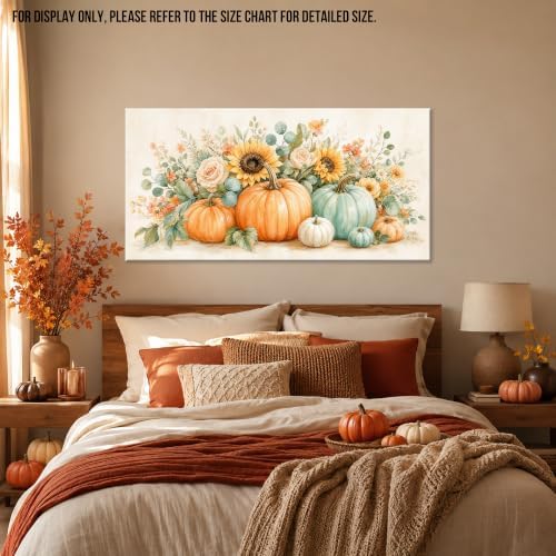 WAXWHELK Pumpkin Fall Canvas Wall Art, Autumn Thanksgiving Rustic Farmhouse Painting Pictures Artwork for Bedroom Living Room Home Decor (30"x60") - Image 4