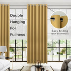 KOUFALL 108 Inch 9FT Room Darkening Curtains, Gold Luxury Grommet Drapes for Living Room Bedroom, 2 Panels Set, 9 FT Length 52'' W x 108'' L Inches, Sun Light Gold - Image 2