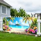 ANNA QUEEN 7x16 ft Garage Door Banner,Reusable Large Outdoor Backdrop for Tropical,Patriotic,Graduation and Christmas Party Decorations (Hawaiian Beach) - Image 7