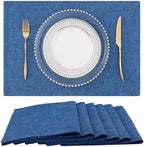 homing Faux Cotton Linen Placemats Set of 6, Cloth Dining Table Mats by homing