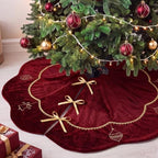 Blueweenly Burgundy Velvet Christmas Tree Skirt 48 in Vintage Tree Skirt by Blueweenly