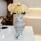 Silver Ceramic Flower Vase with Rhinestones, 12-Inch Home Decor - Image 4