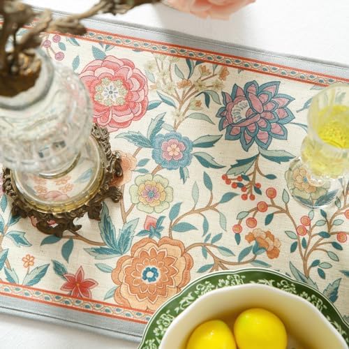 bilin gaier Designer Linen Long Table Runner,102"x12"-Flowershadow - Image 4
