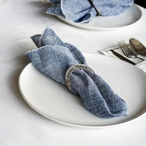 6 Pcs Ramadan Napkin Rings Ramadan Mubarak Islamic Table Decor Eid Decoration Napkin Holder Iftar Party Muslim Gift (Silver) - Image 4