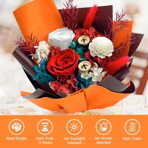QOEAZY Flowers for Delivery, Preserved Flowers Bouquet with Gift Box, Rose Gifts for Women Mom Grandma - Image 6