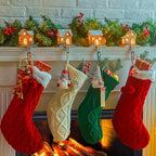 Christmas Stocking Holders for Mantle, 4 Pack 3D Wood House Stocking Hangers with Lights, Weighted Christmas Different Room Stocking Hooks for Fireplace Counter Window Decoration - Image 6